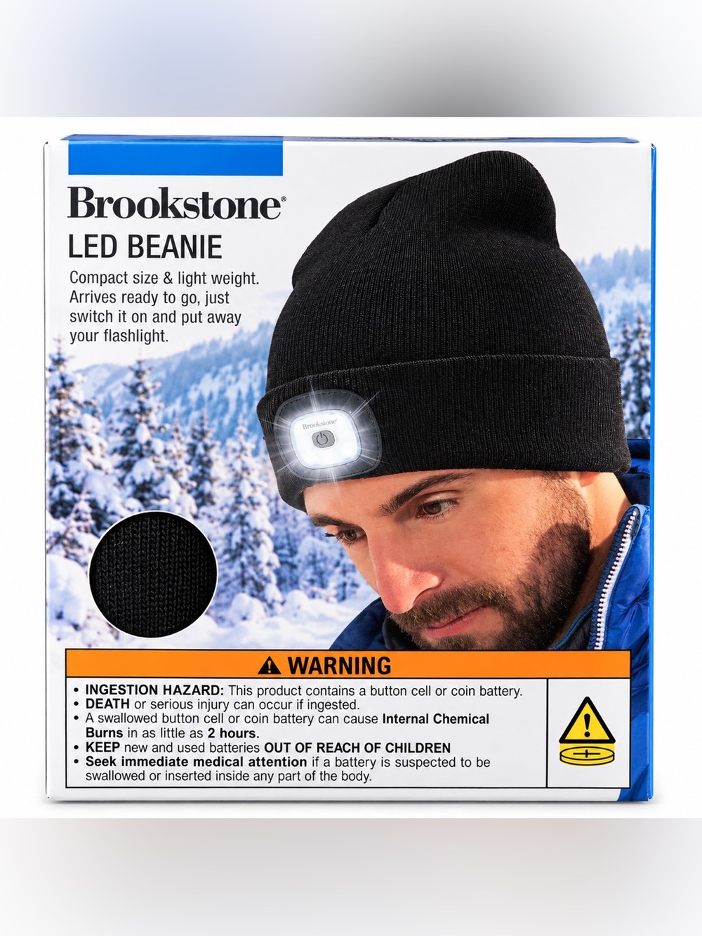 Brookstone Black LED Beanie with Front Light
